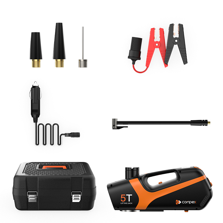 Electric car jack with impact wrench