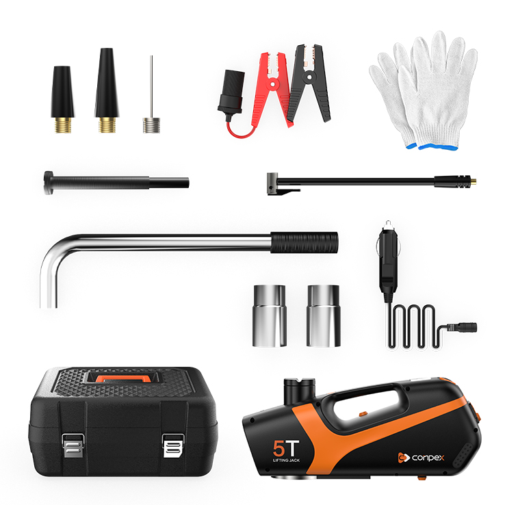 Electric car jack with impact wrench