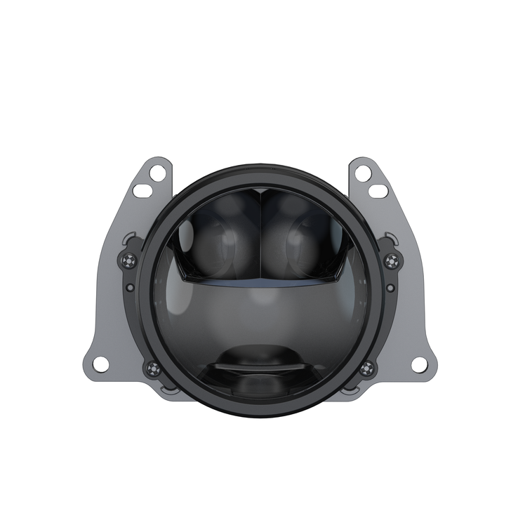 QU7 2.5-Inch Round Bi-LED Projector Headlights in Matte Silver Metal