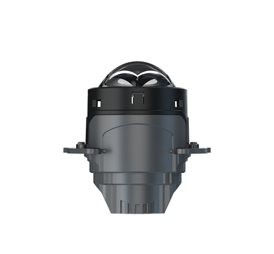 QU7 2.5-Inch Round Bi-LED Projector Headlights in Matte Silver Metal - Front View