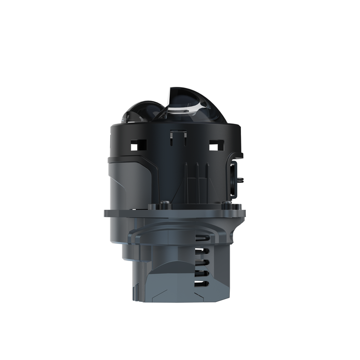 QU7 2.5-Inch Round Bi-LED Projector Headlights in Matte Silver Metal - Side Angle