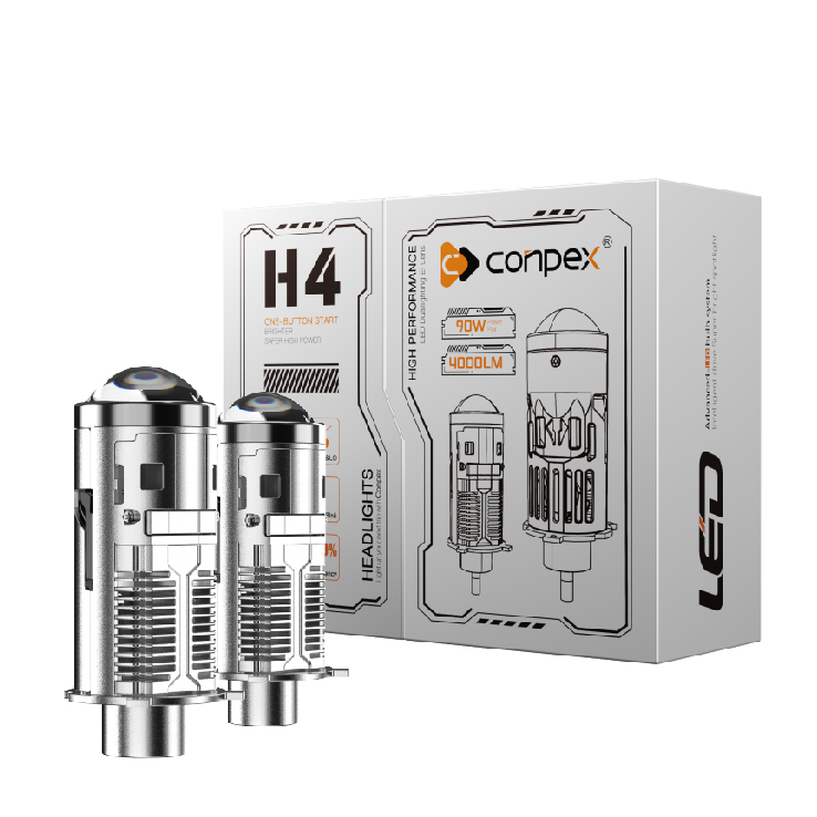 EK7 H4 Bi-LED Mini Projector (External Driver) in White and Black Carton - Packaging