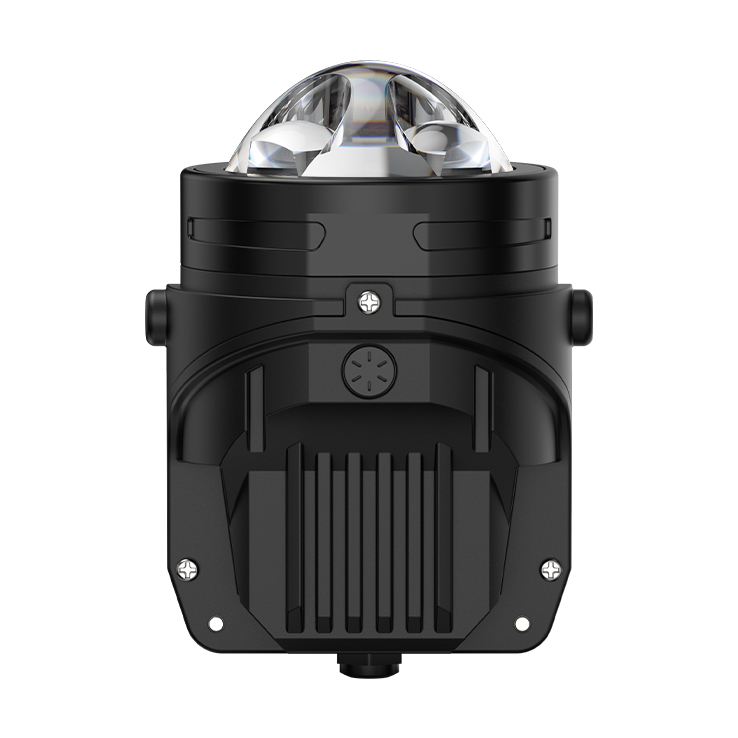 Eine Frontansicht des runden GT8 3-Zoll Bi-LED Projektor-Nebelscheinwerfers, die seine große 3-Zoll-Optik und das robuste schwarze Gehäuse zeigt.